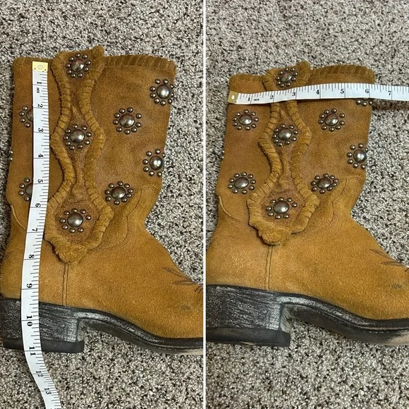 Old Gringo Silver Round Studded Suede Boots Tan size 7.5 - Picture 16 of 16